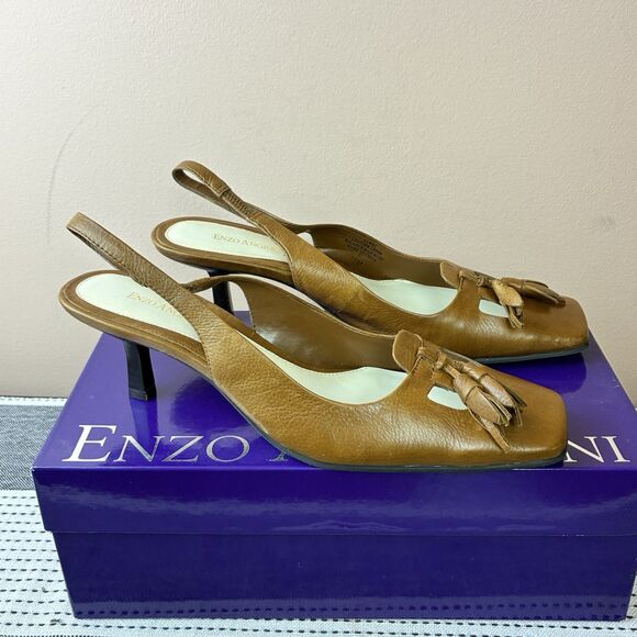 Enzo Angiolini Women’s Eawes Medium Brown Slingback Leather Shoes Size 7.5 New - Picture 6 of 10